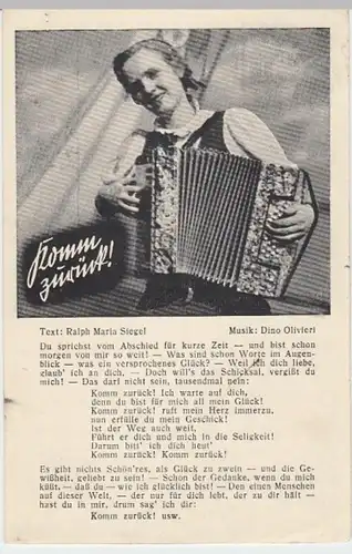 (3593) AK Liedkarte >Komm zurück!< v. Ralf Maria Siegel 1942
