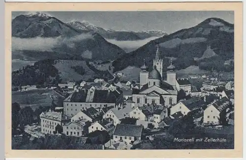 (3497) AK Mariazell, Panoramam mit Zellerhüte 1943