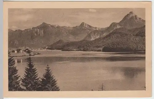 (3448) AK Füssen, Panorama, Weißensee, Säuling, vor 1945