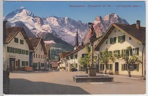 (3438) AK Partenkirchen, Florianplatz, Alpspitze, Zugspitze, bis 1935