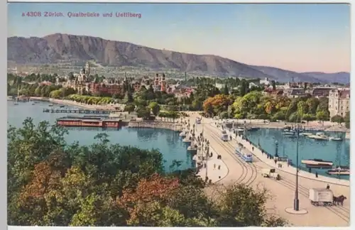 (3354) AK Zürich, Quaibrücke, Uetliberg, vor 1945