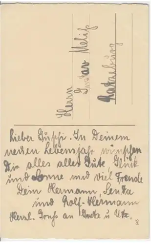 (3341) AK Neujahr, Dame, Rosen, Sekt, Hufeisen, Klee, vor 1945