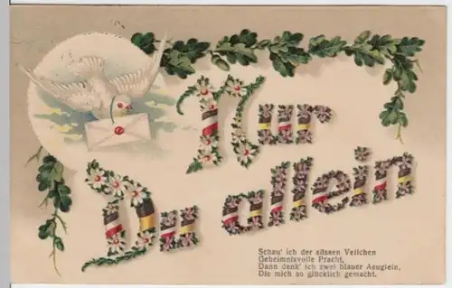 (2486) AK Sprüche, Nur du allein, Feldpost, Prägekarte 1916