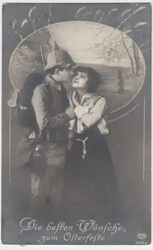 (2476) Foto AK Ostern, Soldat und Geliebte 1916