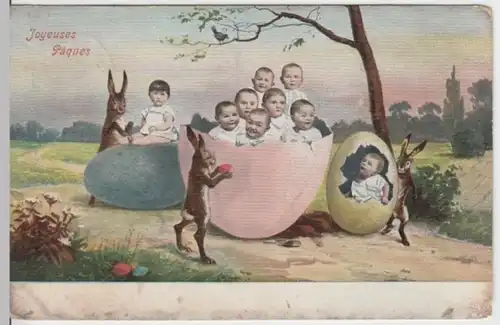 (2354) AK Ostern, Kinder, Eier, Hasen 1905
