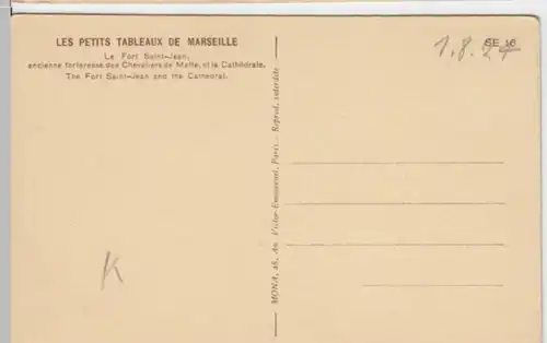 (2114) AK Marseille, Fort Saint-Jean, Kathedrale 1927