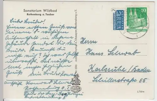 (2022) Foto AK Wildbad Rothenburg, Sanatorium 1951