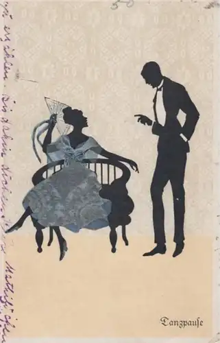 (1925) AK Scherenschnitt, Tanzpause