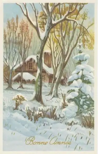 (1917) AK Neujahr, verschneites Haus im Wald 1959