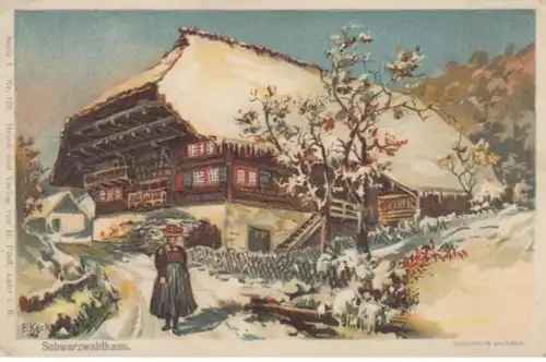 (1915) Künstler AK F.Keck, Schwarzwaldhaus