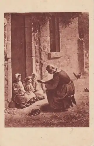 (1885) Künstler AK J. T. Mato?, Mutter füttert Kinder 1933