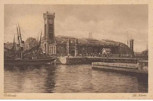 (1870) AK Ostende, Oostende, Belgien, Bahnhof, vor 1945