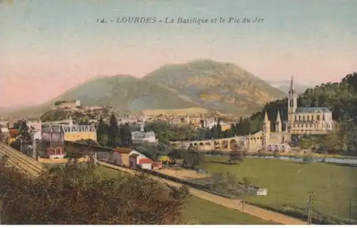 (1835) AK Lourdes, Panorama, Basilika, Pic du Jer 1934