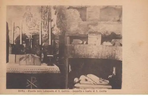 (1769) AK Rom, Roma, Katakomben, Kapelle, Grab S. Cecilia, vor 1945