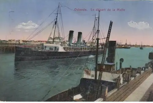 (1650) AK Ostende, Le Départ de la Malle 1924