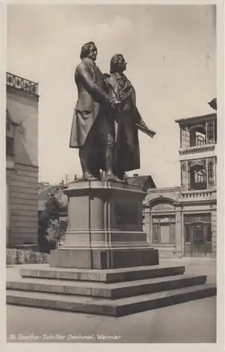 (1586) Foto AK Weimar, Thür., Goethe-Schiller Denkmal 1929
