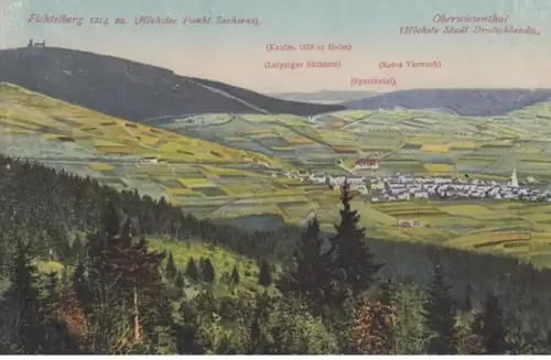 (1371) AK Oberwiesenthal, Panorama, Fichtelberg, vor 1945