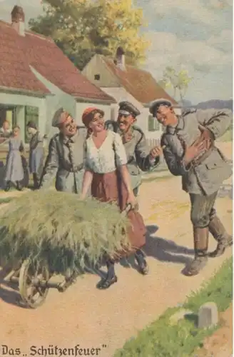 (1297) AK Patriotika, Das Schützenfeuer, umschwärmte Frau, vor 1945