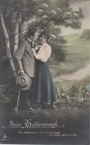 (1294) Foto AK Sprüche, Beim Holderstrauch, vor 1945