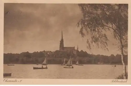 (1281) AK Chemnitz, Schlossteich, Schlosskirche, vor 1945