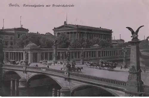 (1058) AK Berlin, Nationalgalerie und Friedrichsbrücke 1918