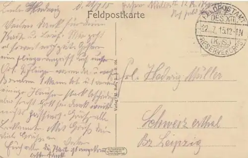 (1246) AK Auberive, zerstörter Ort, Feldpost 1915