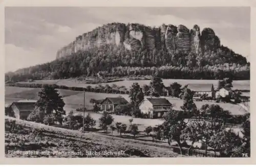 (1244) AK Pfaffendorf, Säch.Schweiz, Ortsansicht, Pfaffenstein 1950