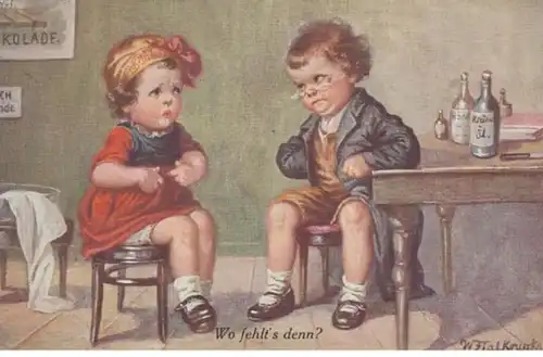 (1208) Künstler AK W. Fialkrunkas?, Wo fehlts denn? Kinder, Arzt 1932