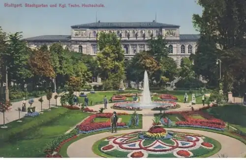 (1195) AK Stuttgart, Stadtgarten, Techn. Hochschule, Feldpost 1918