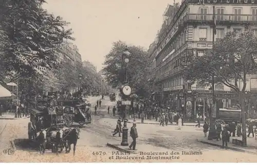 (1167) AK Paris, Boulevard des Italiens, Boulevard Montmartre 1910