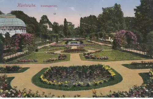 (1011) AK Karlsruhe, Rosengarten 1920er