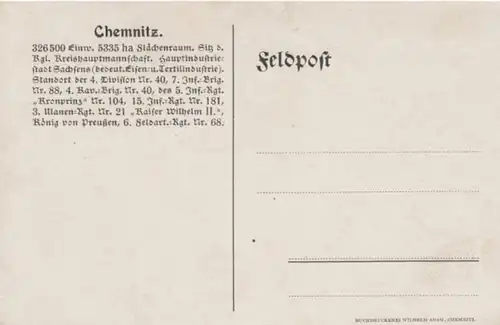 (1004) AK Chemnitz, Rathaus, Feldpostkarte 1910er