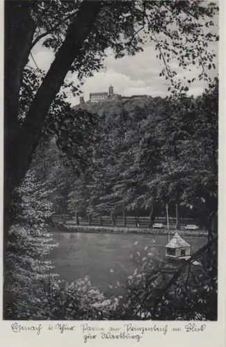 (992) AK Eisenach, Prinzenteich m. Blick zur Wartburg 1937