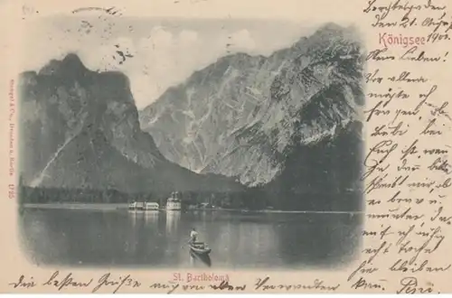 (907) AK Königssee, Schönau, St. Bartholomä 1901