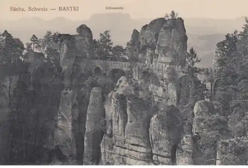 (735) AK Basteibrücke, Sächsische Schweiz, Lilienstein, vor 1945