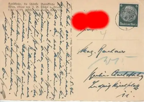 (710) AK Wien IV, Karlskirche 1942