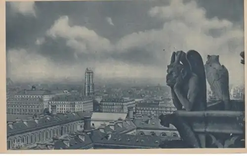(664) AK Paris, Notre-Dame, Chimäre, Stadtpanorama, vor 1945