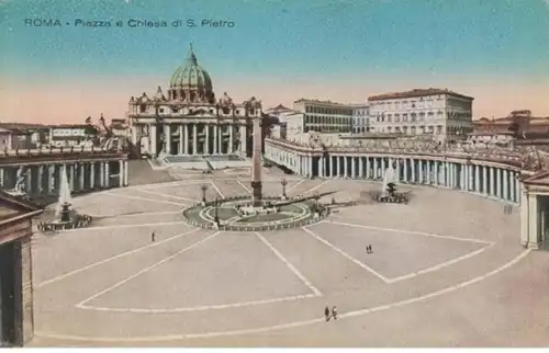 (644) AK Rom, Vatikan, Petersplatz, Petersdom, vor 1945