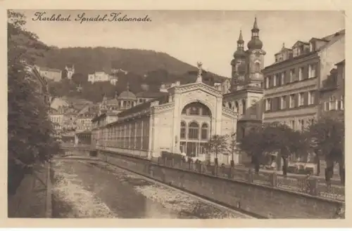 (609) AK Karlsbad, Böhmen, Sprudelkolonnade, vor 1945