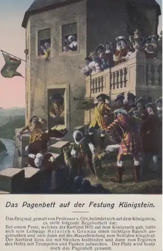 (525) AK Gemälde, Prof. von Oer, Pagenbett auf der Festung Königstein