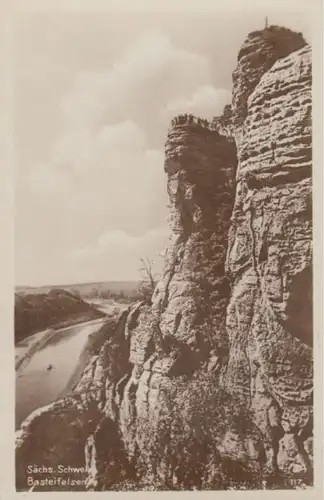 (495) Foto AK Sächsische Schweiz, Basteifelsen 1937