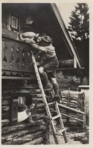 (469) Foto AK Paare, Auf der Brautschau, Cafe Gamshütte 1940