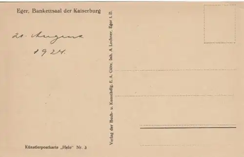 (398) AK Eger, Cheb, Böhmen, Kaiserburg, Bankettsaal 1924