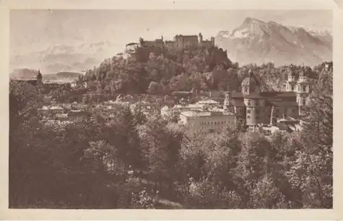 (343) AK Salzburg, Blick zur Burg 1925