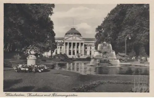 (264) AK Wiesbaden, Kurhaus mit Blumengarten 1928