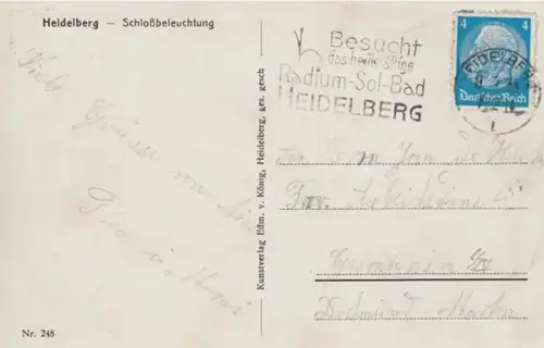 (251) AK Heidelberg, Schlossbeleuchtung 1933