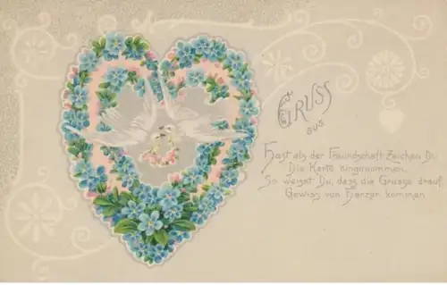 (217) AK Sprüche, Gruß aus.. Hast als Freundschaft Zeichen..., vor 1905