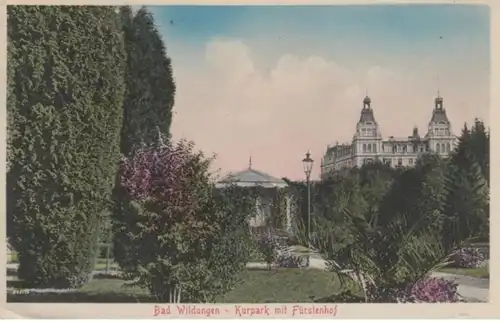 (209) AK Bad Wildungen, Fürstenhof, Kurpark 1912