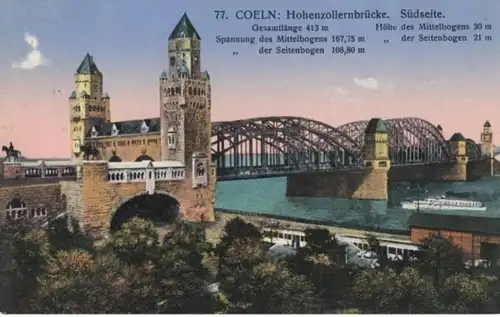 (197) AK Köln, Hohenzollernbrücke, Feldpost 1915