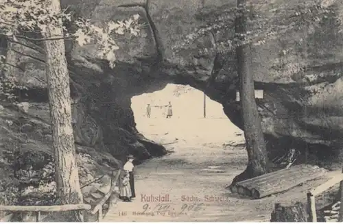 (178) AK Sächsische Schweiz, Kuhstall 1906